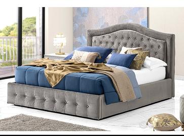 letto contenitore velluto grigio 