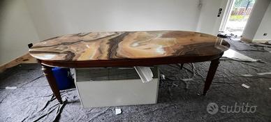 tavolo ovale piano in onice 120x250