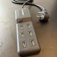 Caricatore USB 6 Porte con interruttore e led