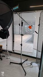 Manfrotto Stativo Cine 297+ Base Ruote+ Mini Boom