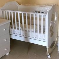 Lettino Azur orso con oblò bianco/beige