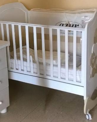 Lettino Azur orso con oblò bianco/beige