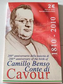 2 Euro Cavour 2010 FDC in card ufficiale