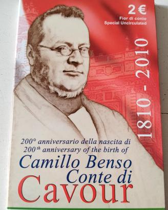 2 Euro Cavour 2010 FDC in card ufficiale