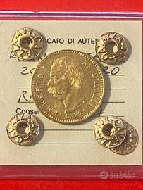 ORO MARENGO 20 LIRE UMBERTO I 1882 PERIZIATO