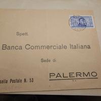 Busta 1938 Banca Commerciale Palermo - Leopardi Ce