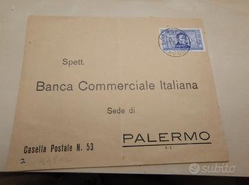 Busta 1938 Banca Commerciale Palermo - Leopardi Ce