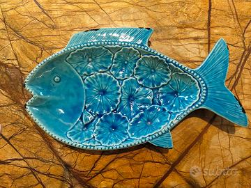 Piatto "pesce" in ceramica smaltata