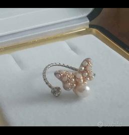 Anello da mignolo regolabile con perle 