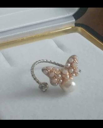 Anello da mignolo regolabile con perle 