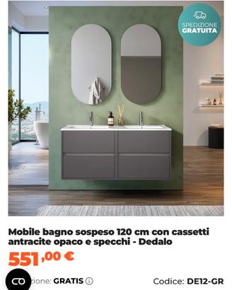 Mobile bagno 120cm con due lavabi