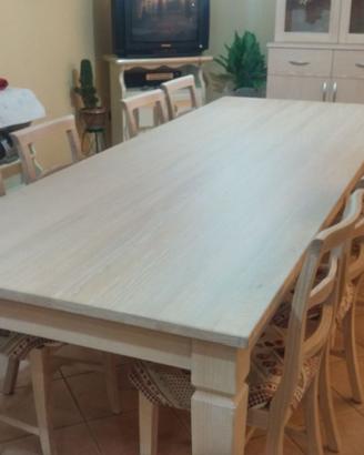 tavolo in frassino spazzolato 6 gambe allungabile