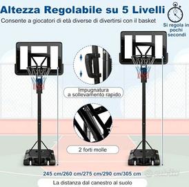 COSTWAY Canestro da Basket Regolable a 5 Livelli d