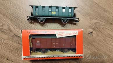 Lotto 2 vagoni FS trenino Rivarossi 1:80