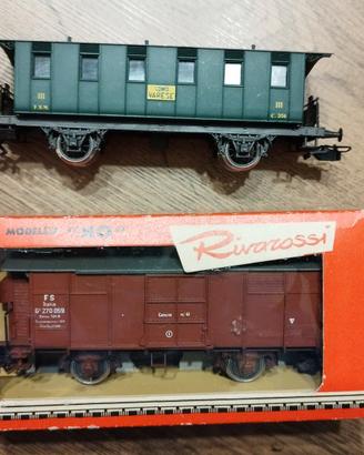 Lotto 2 vagoni FS trenino Rivarossi 1:80