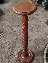 Tavolino colonna piedistallo portavaso in legno