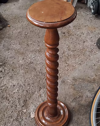 Tavolino colonna piedistallo portavaso in legno