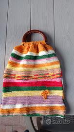  borse in cotone fatte a mano all'uncinetto 