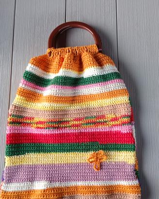  borse in cotone fatte a mano all'uncinetto 