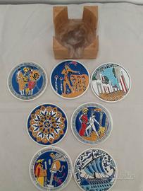 Set compl.7 sottobicchieri ceram"Miti greci+cust.