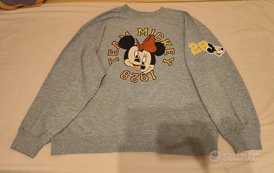Felpa grigia con Mickey Mouse e Minnie 