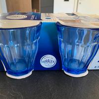 4 Bicchieri blu in vetro