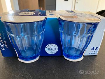 4 Bicchieri blu in vetro