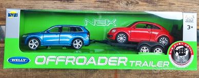 Welly Offroader Trailer Auto Rosso Blu 1:43