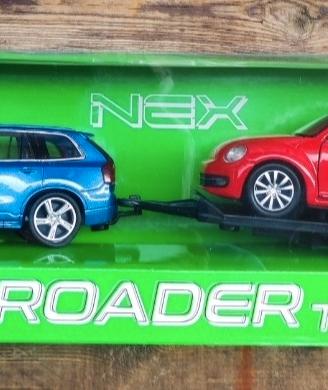 Welly Offroader Trailer Auto Rosso Blu 1:43