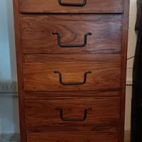 cassettiera in legno massello indiano artigianale