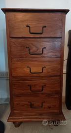 cassettiera in legno massello indiano artigianale
