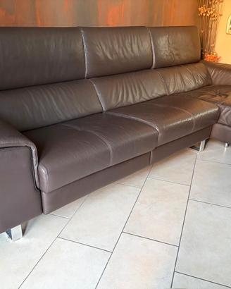 salotto vera pelle marrone 