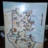 Mappa della Tunisia dipinta su piastrella