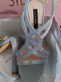 SILVANA sandalo argento plateau 36 cerimonia