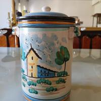Barattolo ceramica anni 60 dipinto a mano