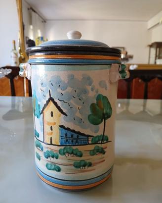 Barattolo ceramica anni 60 dipinto a mano