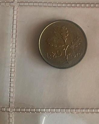 Moneta 20 Lire 1970 Variante P Fdc Qfd