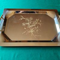 VASSOIO FLOREALE INOX 18/10 E FINITURA IN ORO 24kt