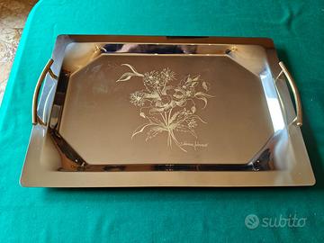 VASSOIO FLOREALE INOX 18/10 E FINITURA IN ORO 24kt