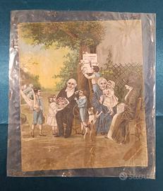Cromolitografia antica Festa dei nonni francese