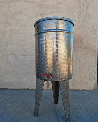 fusto 50lt acciaio inox su piedi con rubinetto
