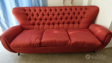 Divano anni '40 legno di noce, seta imbottita