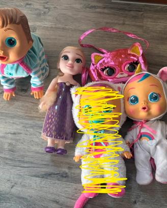 Lotto: Elsa parlante + 2 Cry Babies + borsa