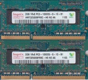 coppia RAM Hynix 2GB SODIMM 10600S DDR3