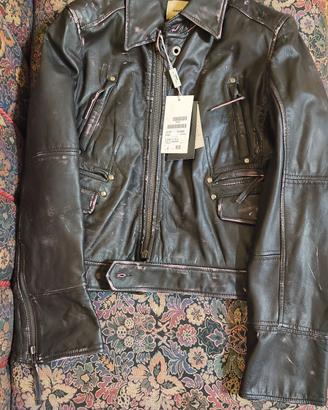 Giubbotto biker in vera pelle – taglia 42 – nuovo 