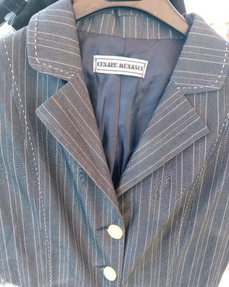 tailleur tg46 giacca/gonna effetto blue jeans gess
