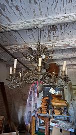 lampadario vintage in ottone