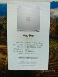 Mac pro 5.1 12 core 32gb rx580 Mac os Sequoia