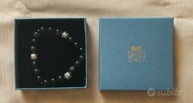 Bracciale con sfere di ossidiana ed argento 
