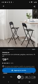 Ikea Franklin 2 sedie sgabelli bar con schienale 
